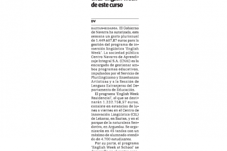 Fotografía del pantallazo de la noticia en la edición impresa del Diario Vasco