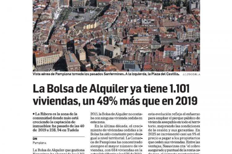 Fotografía del pantallazo de la noticia en la edición impresa del Diario de Navarra