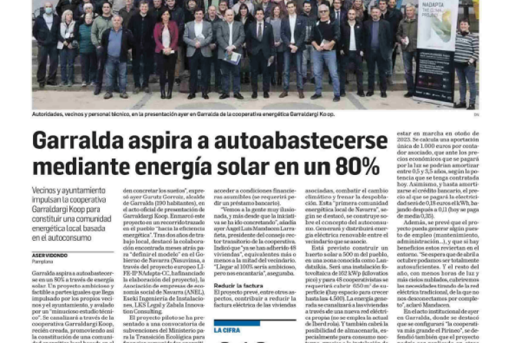 Fotografia del pantallazo de la noticia en la edición impresa del Diario de Navarra