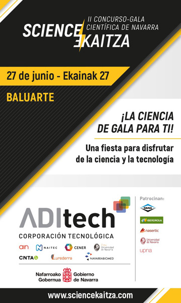Cartel promocional del evento «SciencEkaitza - II Gala Científica de Navarra»