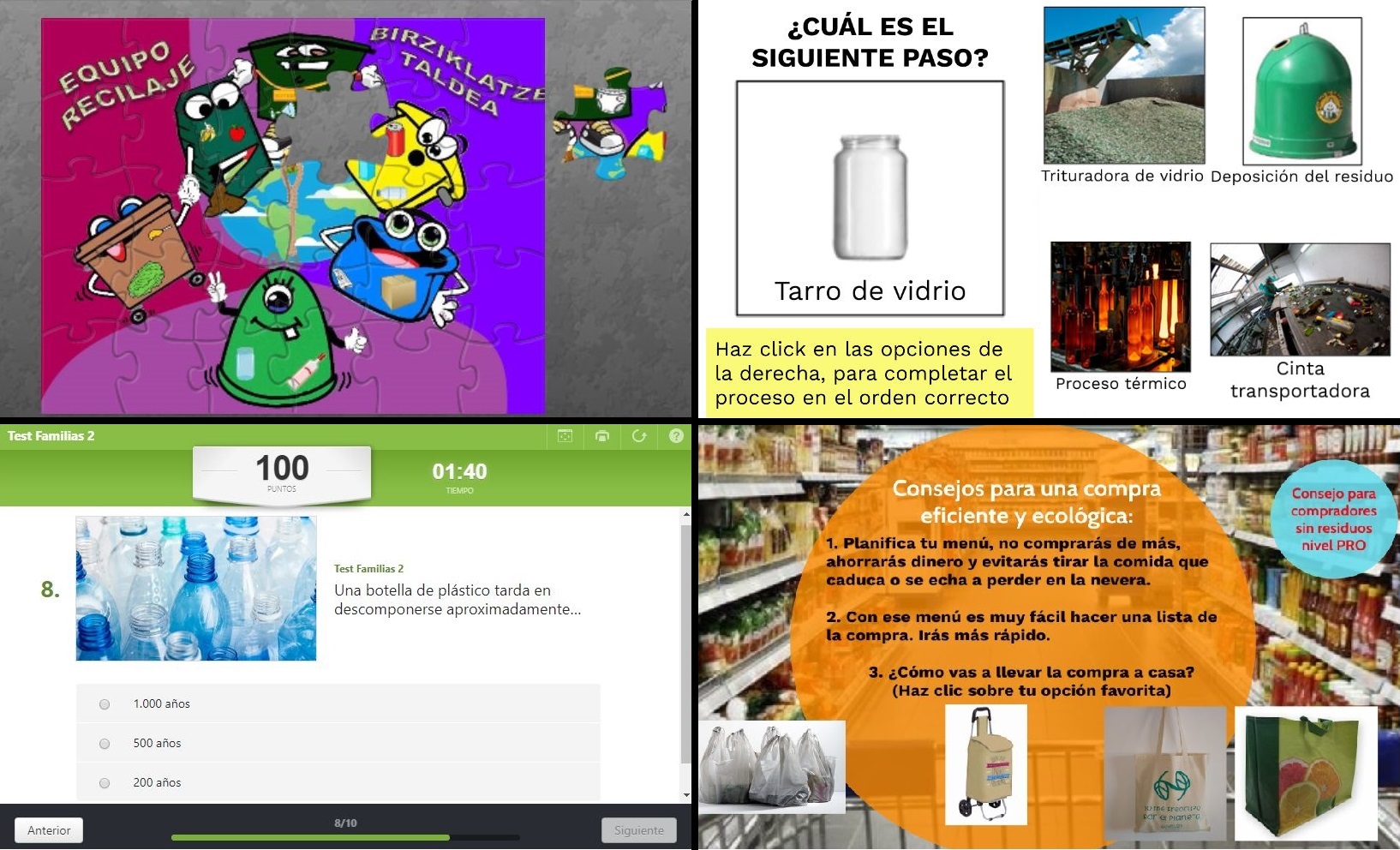 Actividades del programa educativo online.