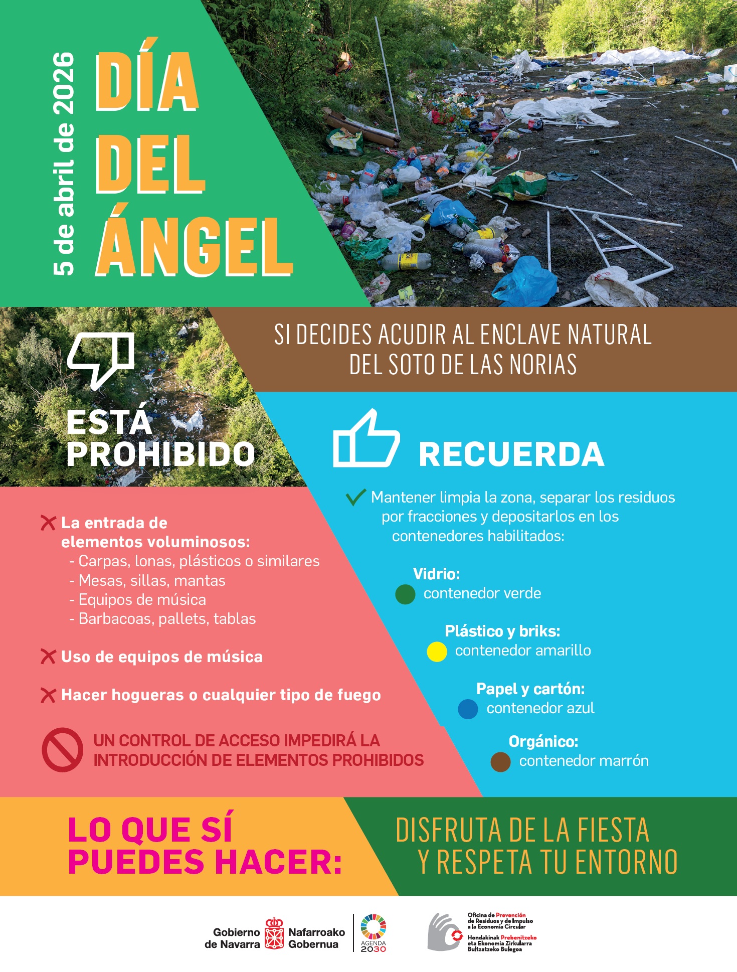 Folleto del Día del Ángel respetando el entorno protegido del Soto de las Norias
