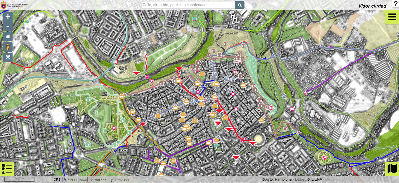 Captura de imagen del visualizador Ciudad, perteneciente al SIG del Ayuntamiento de Pamplona.