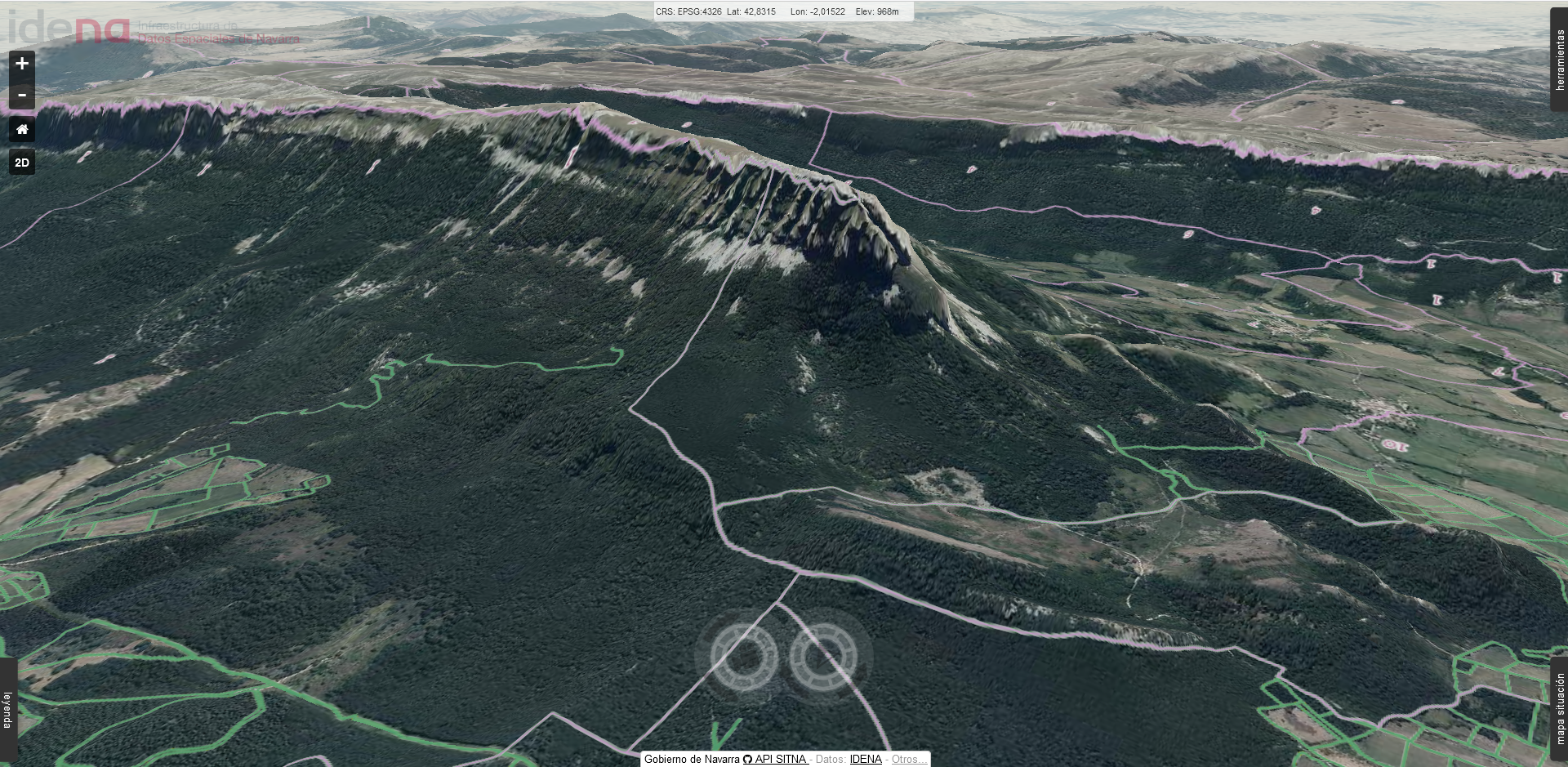 Fotografía de la sierra de San Donato en 3D del visor IDENA.