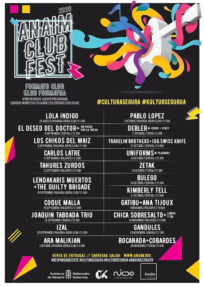 Cartel del Anaim Club Fest con la relación de artistas que actuarán hasta el 28 de noviembre