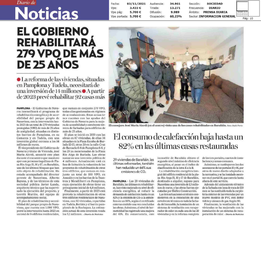 Fotografía del pantallazo de la noticia en la edición impresa del Diario de Noticias
