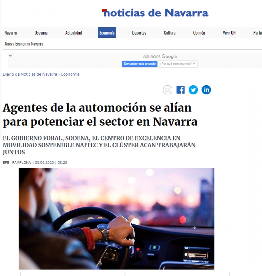 Recorte de la noticia en noticiasdenavarra.es