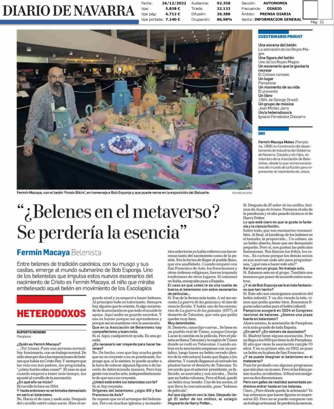 Fotografía del pantallazo de la noticia en la edición impresa del Diario de Navarra