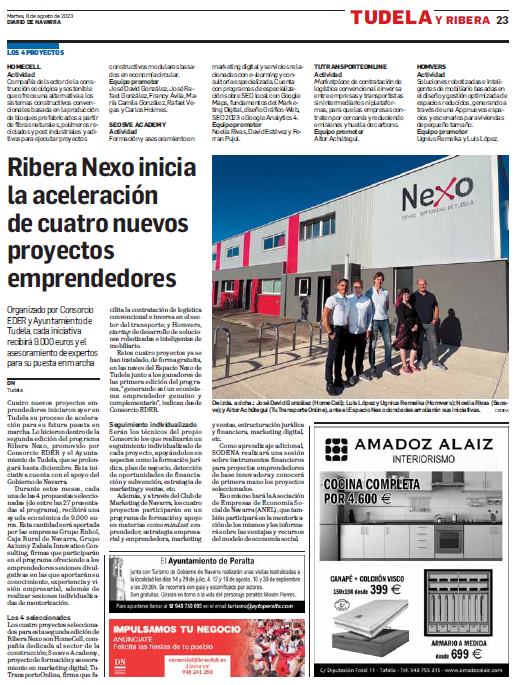 Fotografía del pantallazo de la noticia impresa de Diario de Navarra