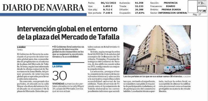 Fotografía del pantallazo de la noticia en la edición impresa del Diario de Navarra