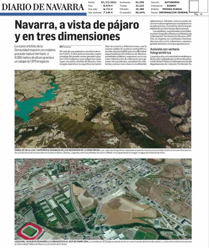 Fotografía del pantallazo de la noticia en la edición impresa del Diario de Navarra