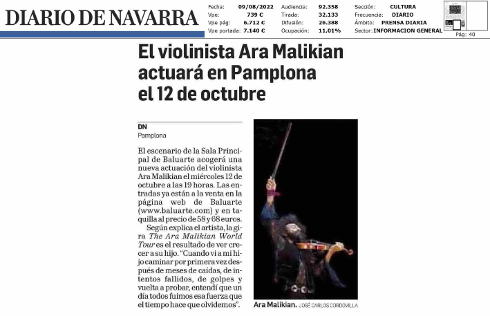 Fotografía del pantallazo de la noticia en la edición impresa del Diario de Navarra