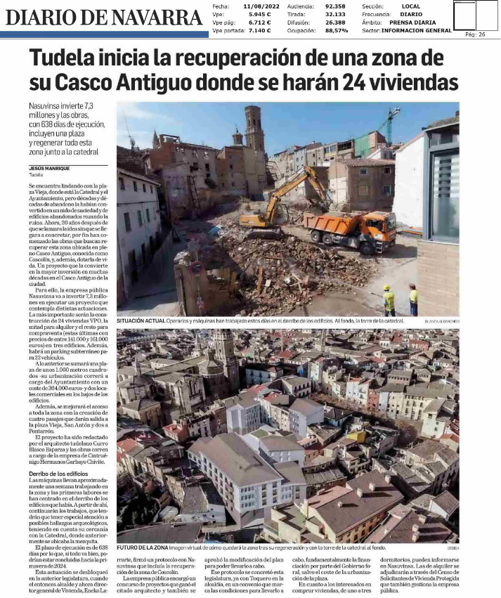 Fotografía del pantallazo de la noticia en la edición impresa del Diario de Navarra