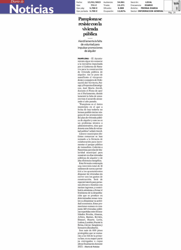Fotografía del pantallazo de la noticia en la edición impresa del Diario de Noticias 
