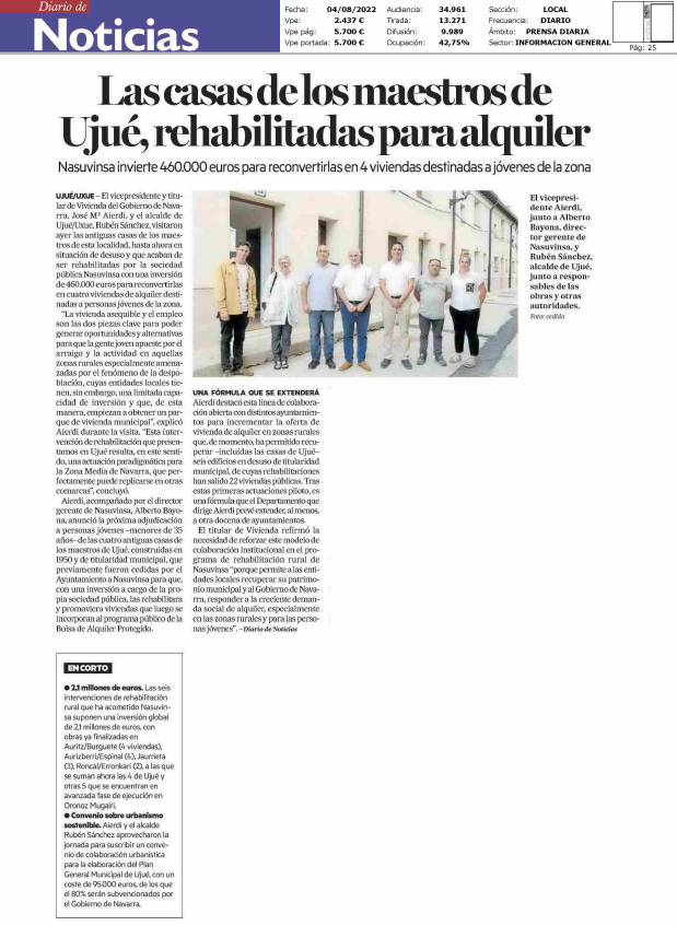 Fotografía del pantallazo de la noticia en la edición impresa del Diario de Noticias