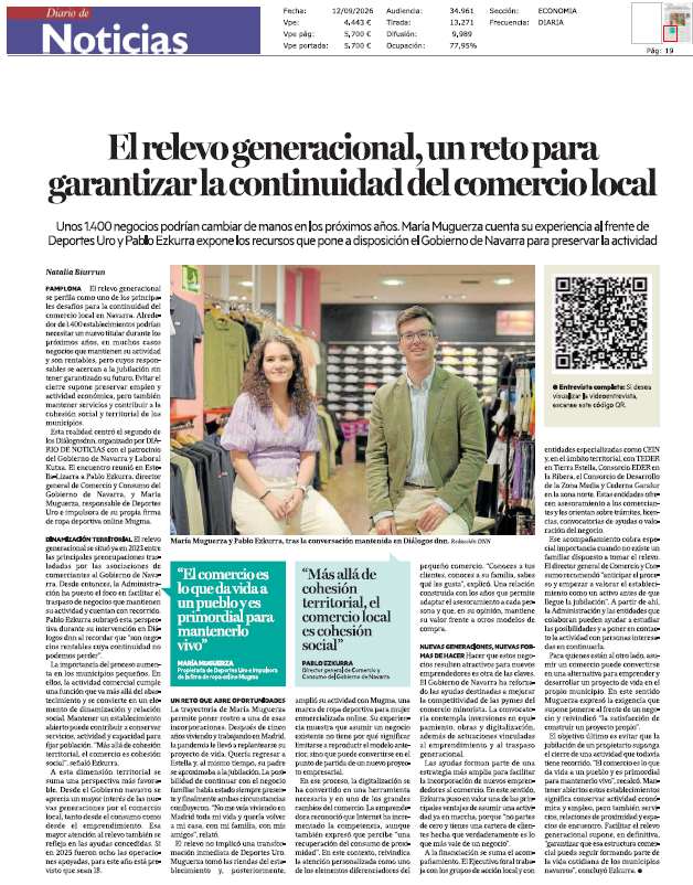 Fotografía del pantallazo de la noticia en la edición impresa del Diario de Noticias 