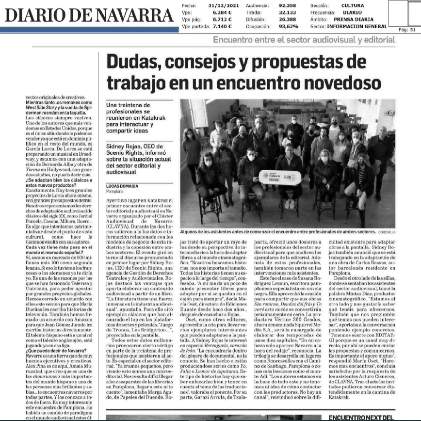Fotografia del pantallazo en la noticia de la edición impresa del Diario de Navarra