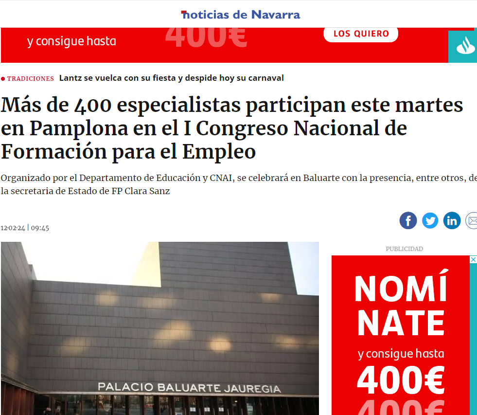 Fotografía del pantallazo de la noticia en la edición online del Diario de Noticias