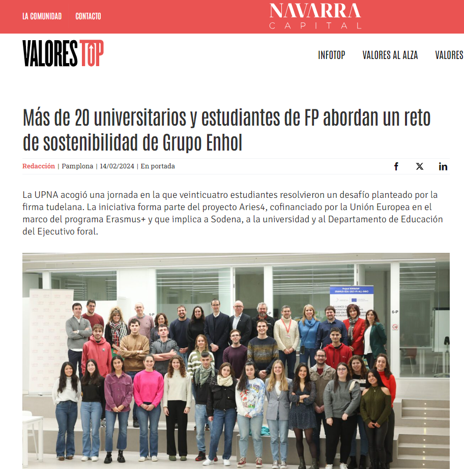 Fotografía del pantallazo de la noticia en la edición online de Navarra Capital