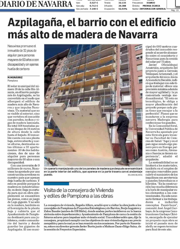 Fotografía del pantallazo de la noticia en la edición impresa del Diario de Navarra