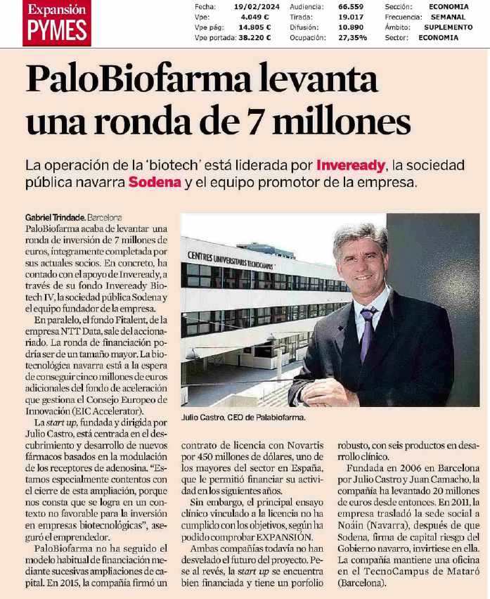 Fotografía del pantallazo de la noticia en la edición impresa de Pyme Expansión