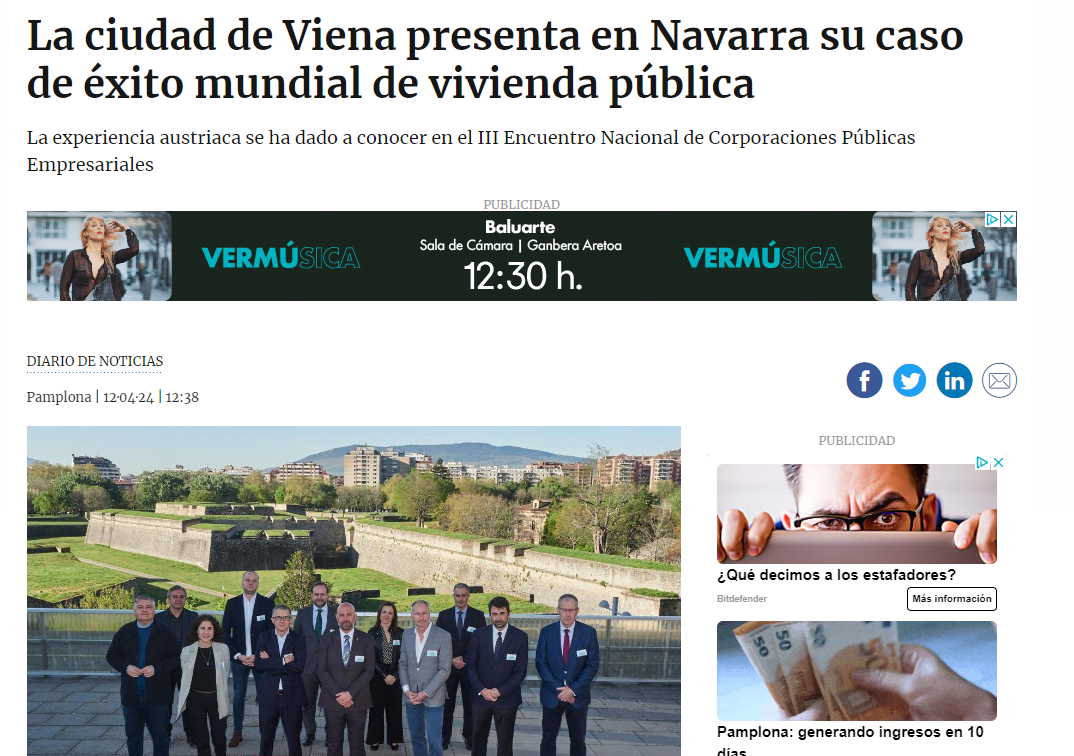 Fotografía del pantallazo de la noticia en la edición online de Diario de Noticias 