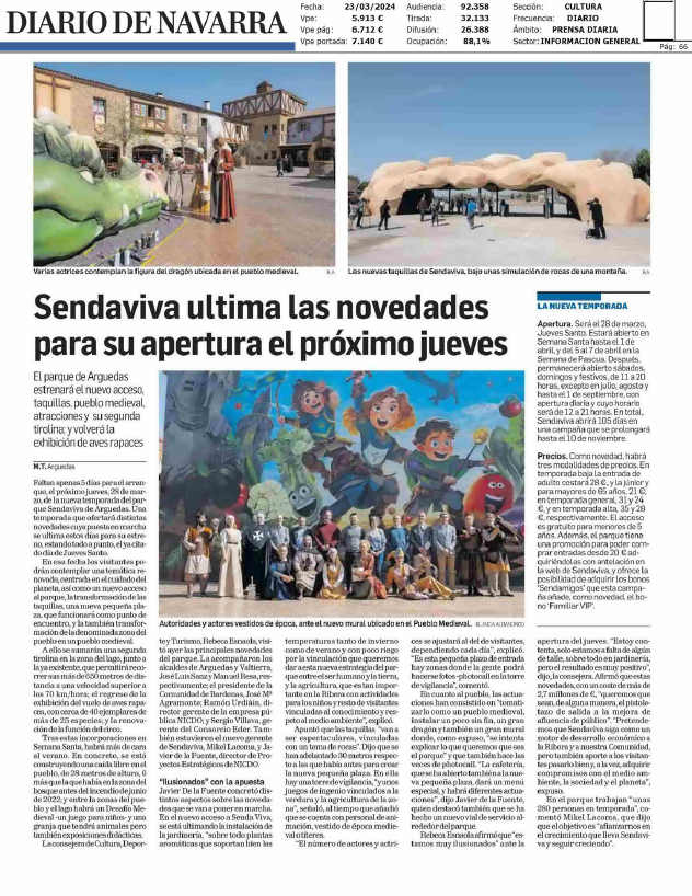 Fotografía del pantallazo de la noticia en la edición impresa de Diario de Navarra