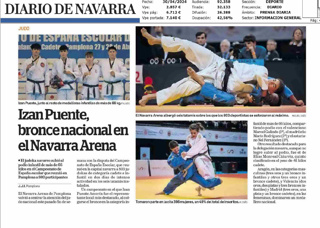 Fotografía del pantallazo de la noticia en la edición impresa del Diario de Navarra