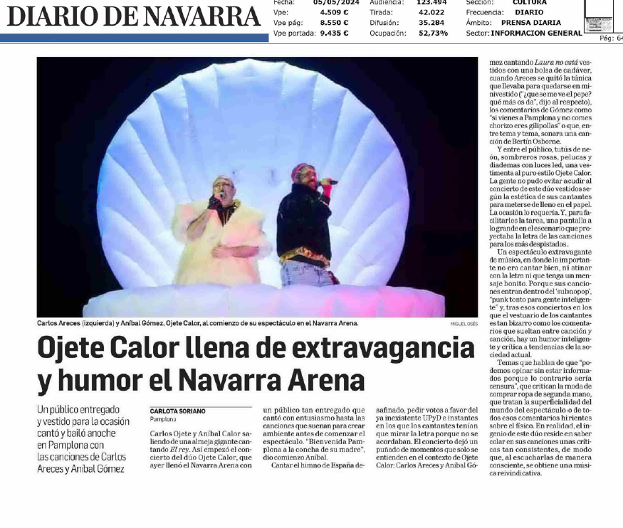 Fotografía del pantallazo de la noticia en la edición impresa del Diario de Navarra