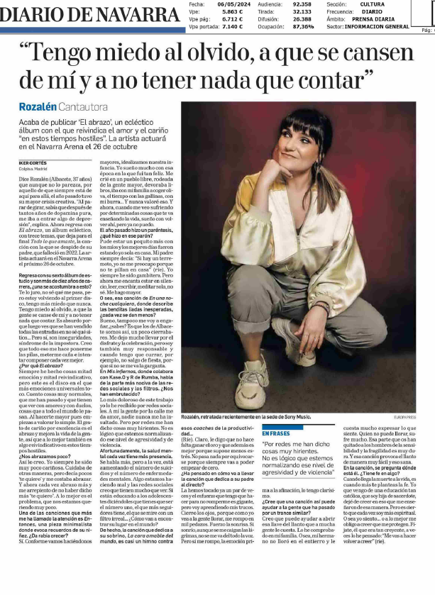 Fotografía del pantallazo de la noticia en la edición impresa del Diario de Navarra