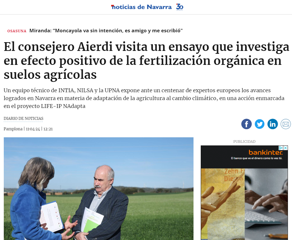 Fotografía del pantallazo de la noticia en la edición online del Diario de Noticias