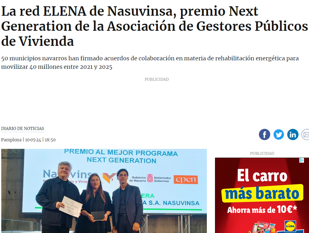 Fotografía del pantallazo de la noticia en la edición online del Diario de Noticias