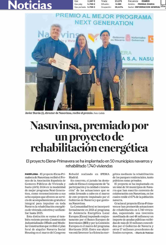 Fotografía del pantallazo de la noticia en la edición impresa del Diario de Noticias