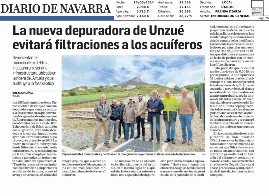 Fotografía del pantallazo de la noticia en la edición impresa del Diario de Navarra
