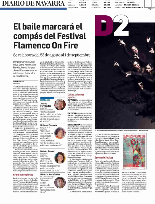 Fotografía del pantallazo de la noticia en la edición impresa del Diario de Navarra