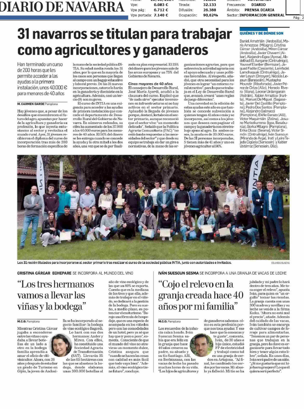 Fotografía del pantallazo de la noticia impresa en Diario de Navarra