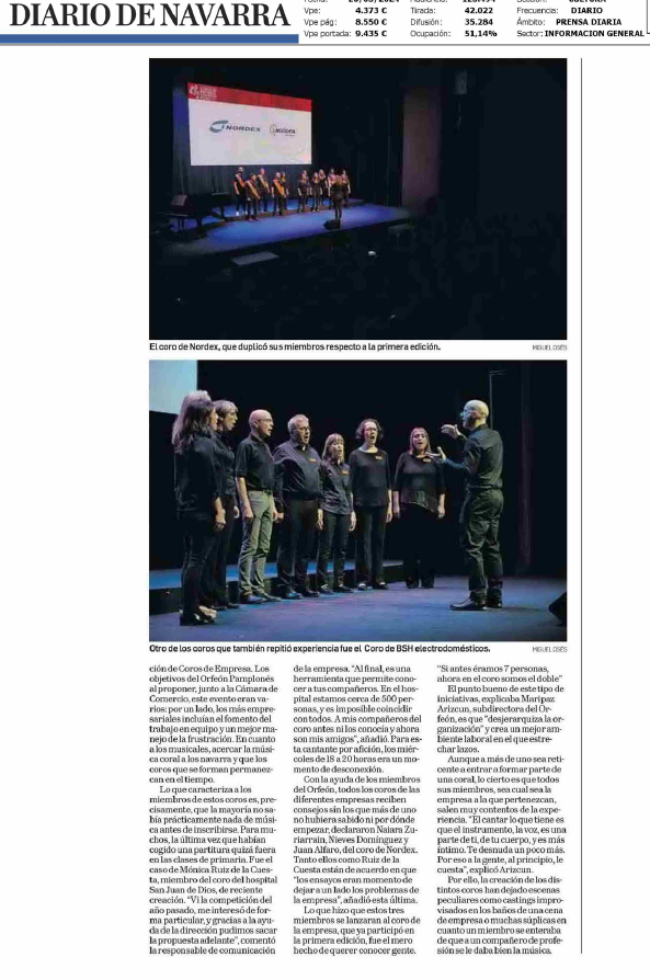 Fotografía del pantallazo de la noticia impresa en Diario de Navarra