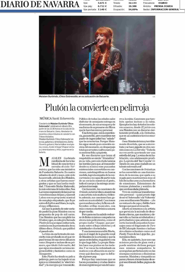 Fotografía del pantallazo de la noticia impresa en Diario de Navarra