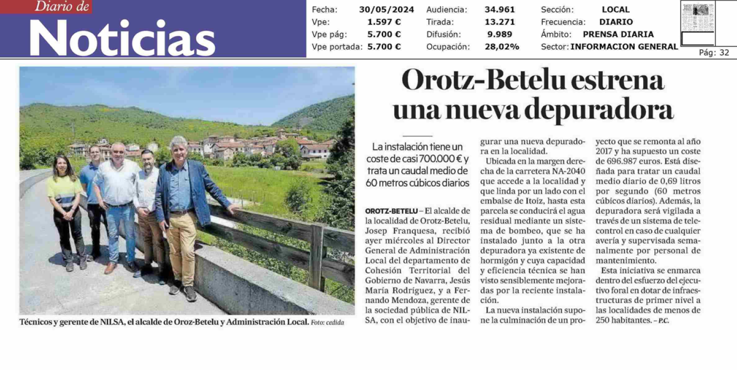 Fotografía del pantallazo de la noticia impresa en Diario de Noticias