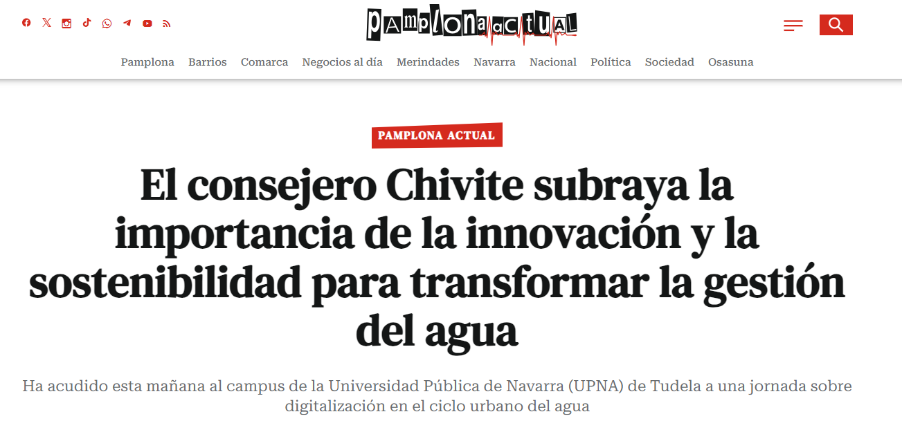 Fotografía del pantallazo de la noticia online en Pamplona Actual 