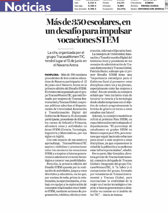 Fotografía del pantallazo de la noticia impresa en Diario de Noticias