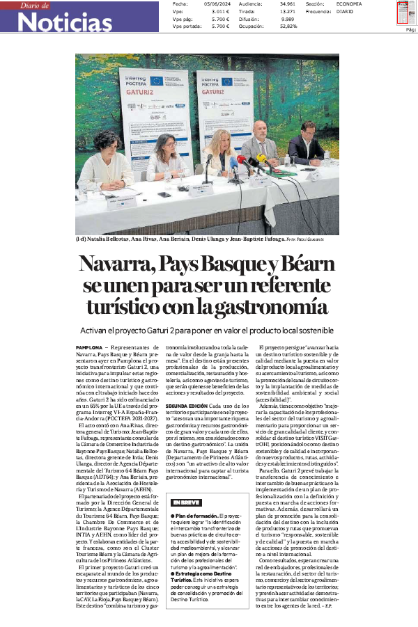 Fotografía del pantallazo de la noticia impresa en Diario de Noticias