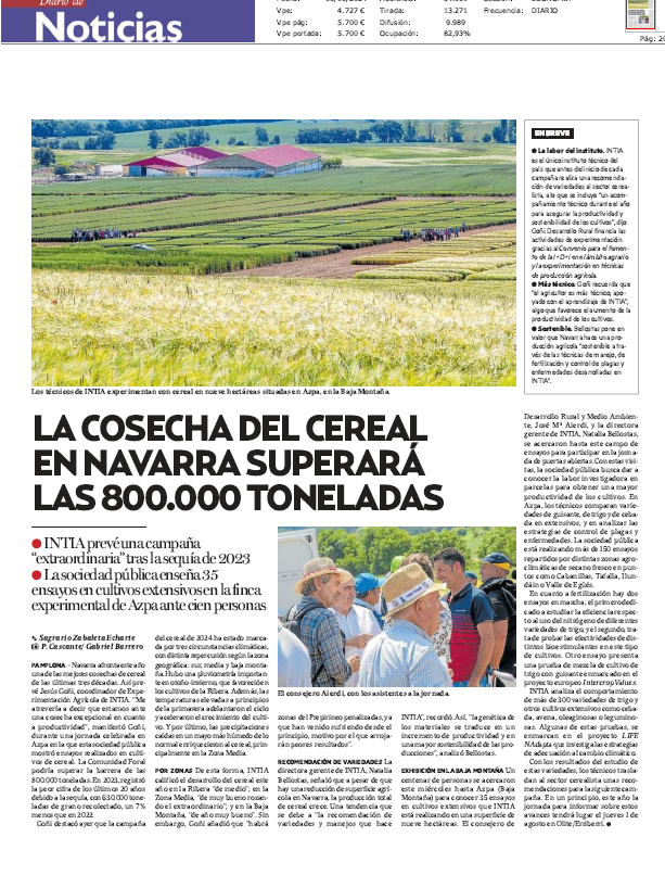 Fotografía del pantallazo de la noticia impresa en Diario de Noticias