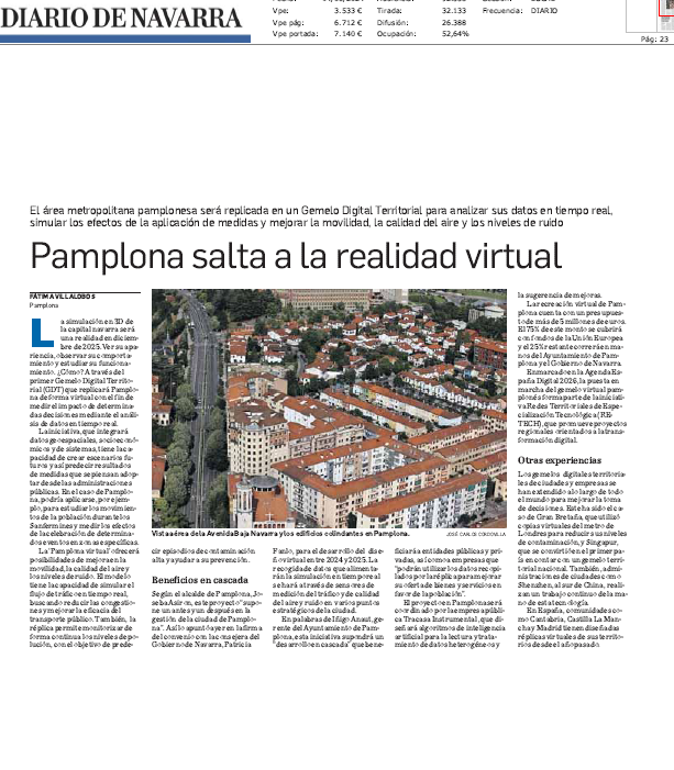 Fotografía del pantallazo de la noticia impresa en Diario de Navarra