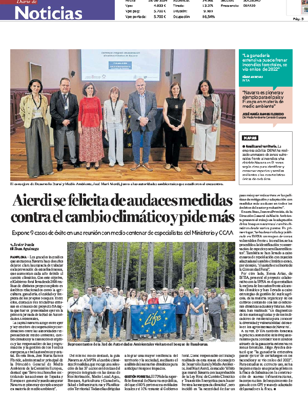Fotografía del pantallazo de la noticia en la edición impresa del Diario de Noticias 