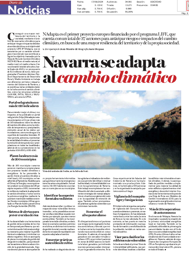 Fotografía del pantallazo de la noticia impresa en Diario de Noticias