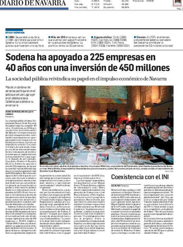 Fotografía del pantallazo de la noticia en la edición impresa de Diario de Navarra