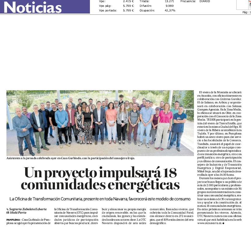 Fotografía del pantallazo de la noticia en la edición impresa de Diario de Noticias