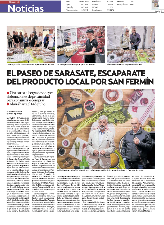 Fotografía del pantallazo de la noticia en la edición impresa de Diario de Noticias