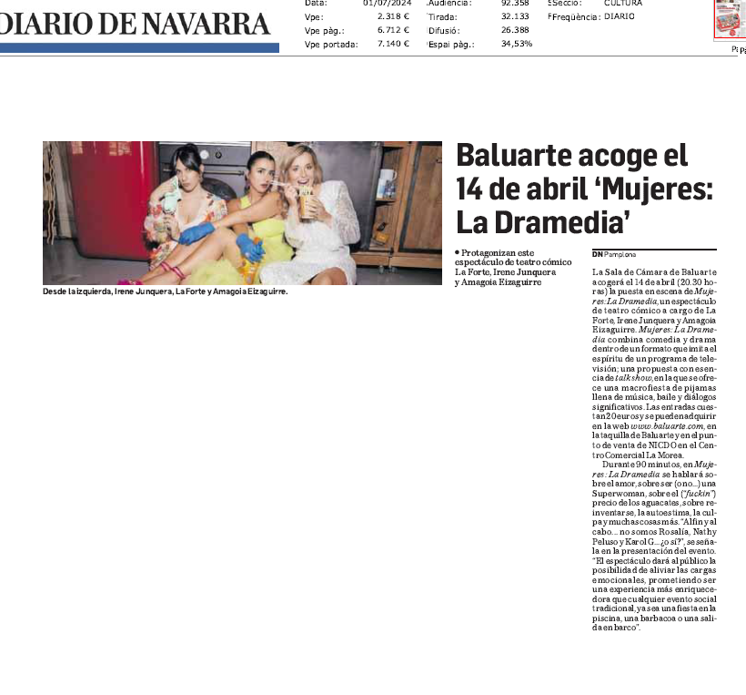Fotografía del pantallazo de la noticia en la edición impresa de Diario de Navarra